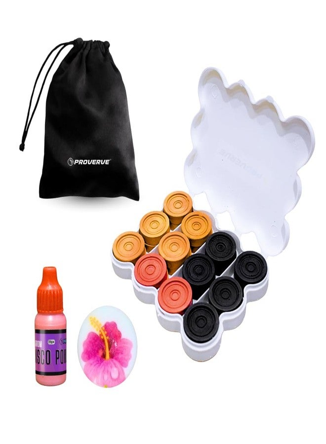 Proverve Carrom Coins Set with Floral Striker & Disco Powder | 8mm Plastic Wooden Look Carrom Board Coins Combo for Kids & Adults | Carrom Accessories Kit (24 Coins) - Image 1